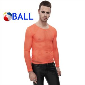 Ball Mesh Long Sleeve T Shirt XL tight Poly blend open mesh Gently worn